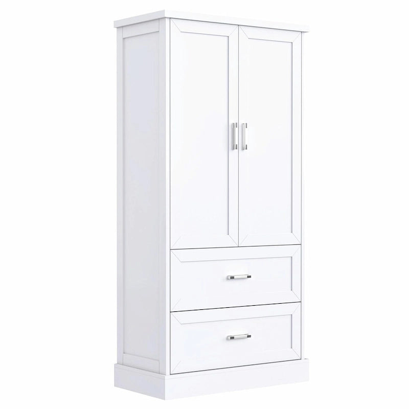 64 Tall Bathroom Storage Cabinet with Two Doors, Drawers