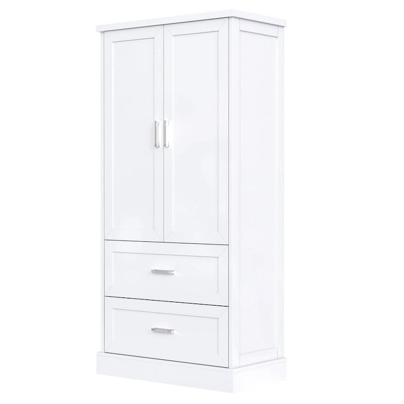 64 Tall Bathroom Storage Cabinet with Two Doors, Drawers