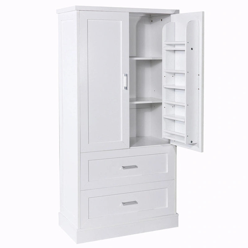 64 Tall Bathroom Storage Cabinet with Two Doors, Drawers