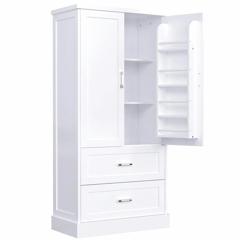 64 Tall Bathroom Storage Cabinet with Two Doors, Drawers