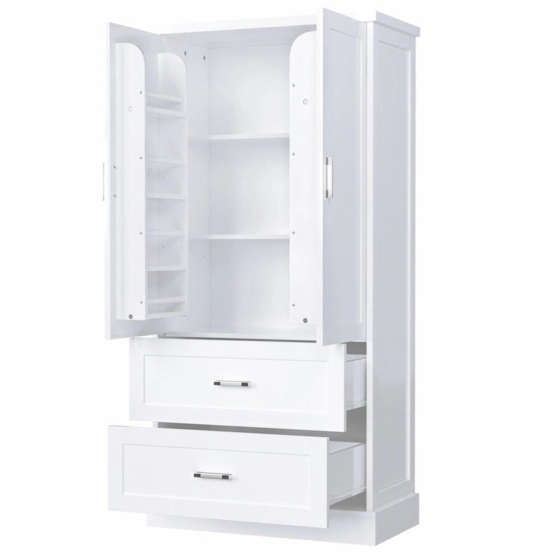 64 Tall Bathroom Storage Cabinet with Two Doors, Drawers