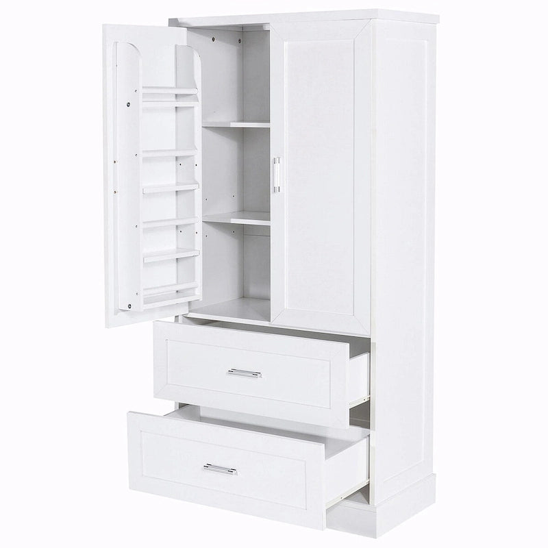 64 Tall Bathroom Storage Cabinet with Two Doors, Drawers