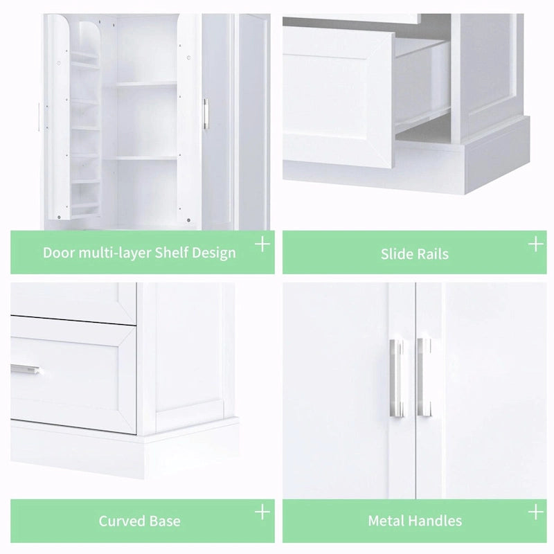 64 Tall Bathroom Storage Cabinet with Two Doors, Drawers