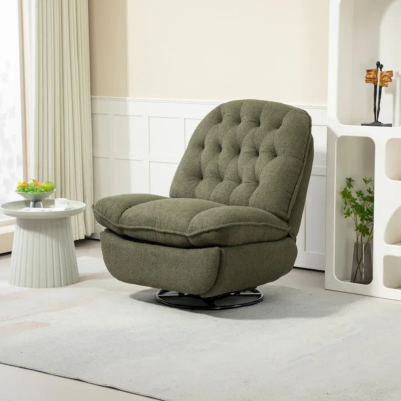 Modern Chenille 360-Degree Swivel Recliner, Set of 1