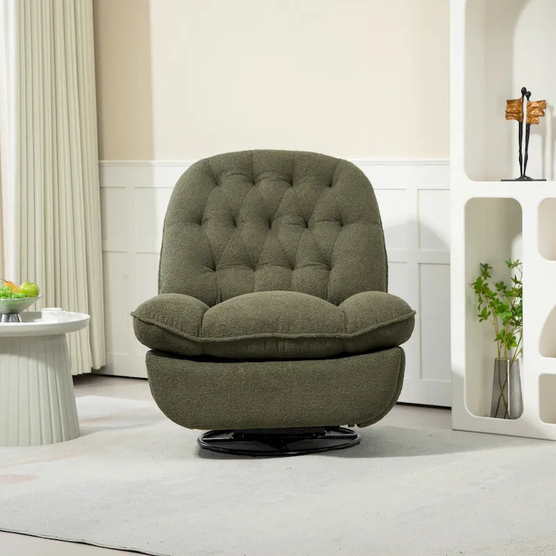 Modern Chenille 360-Degree Swivel Recliner, Set of 1