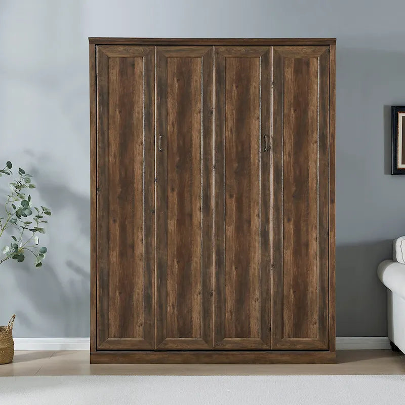 Half Self-Close and Open Murphy Bed Cabinet Space-Saving Bed