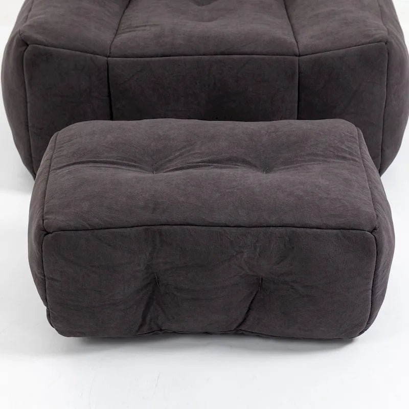 Oaks Aura Fluffy Bean Bag Chair, Super Soft Lazy Sofa Chair With Memory Foam And Ottoman, Indoor Modern Bean Bag Chair