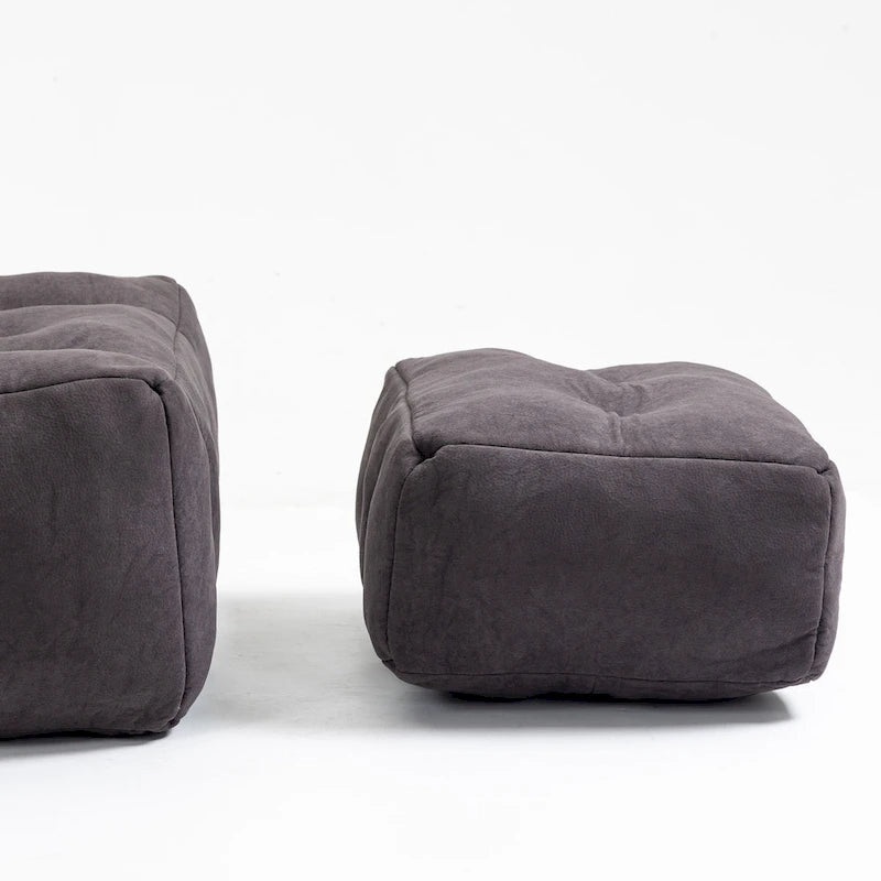 Oaks Aura Fluffy Bean Bag Chair, Super Soft Lazy Sofa Chair With Memory Foam And Ottoman, Indoor Modern Bean Bag Chair