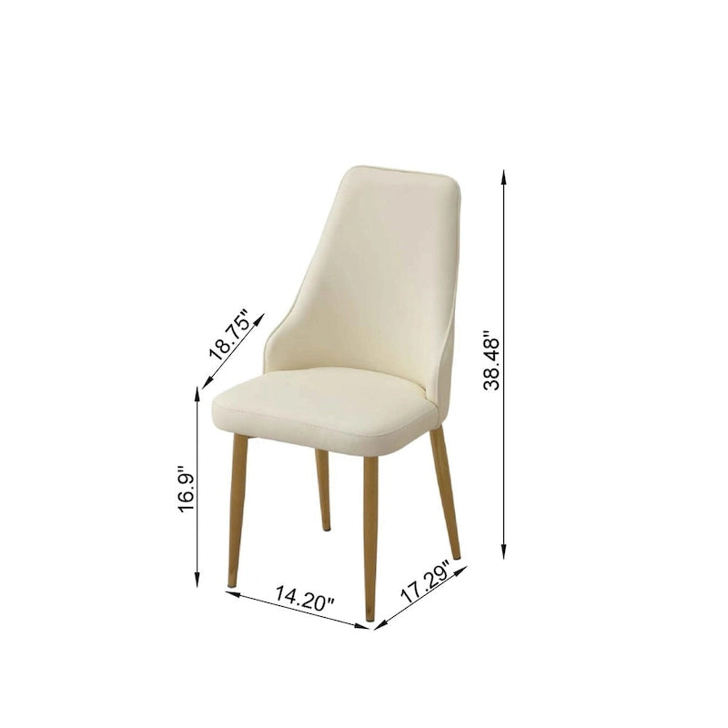 Dining Chair with PU Leather White strong metal legs for Living Room Dining Room Reception Room (Set of 2)