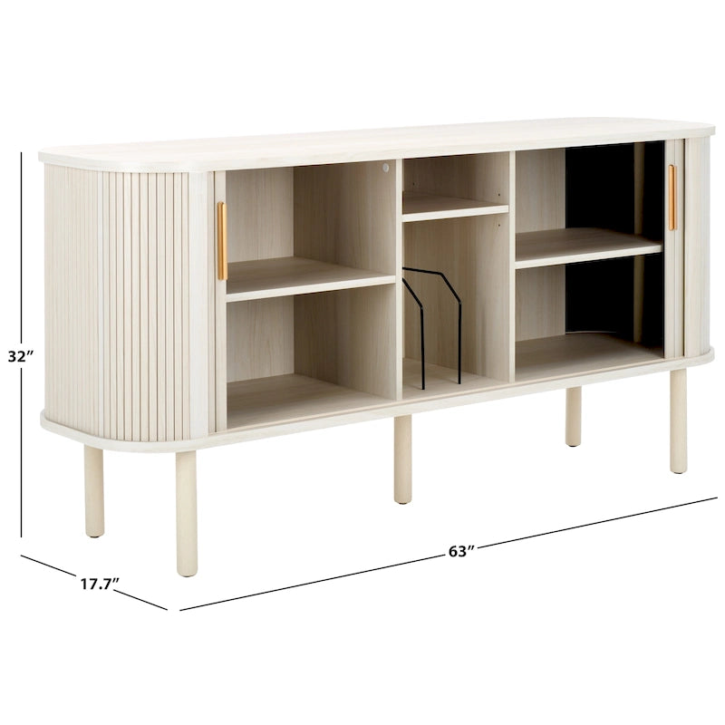 SAFAVIEH Home Tealla 2 Tambour Door Sideboard/Media Stand. - 63Wx18Dx32H