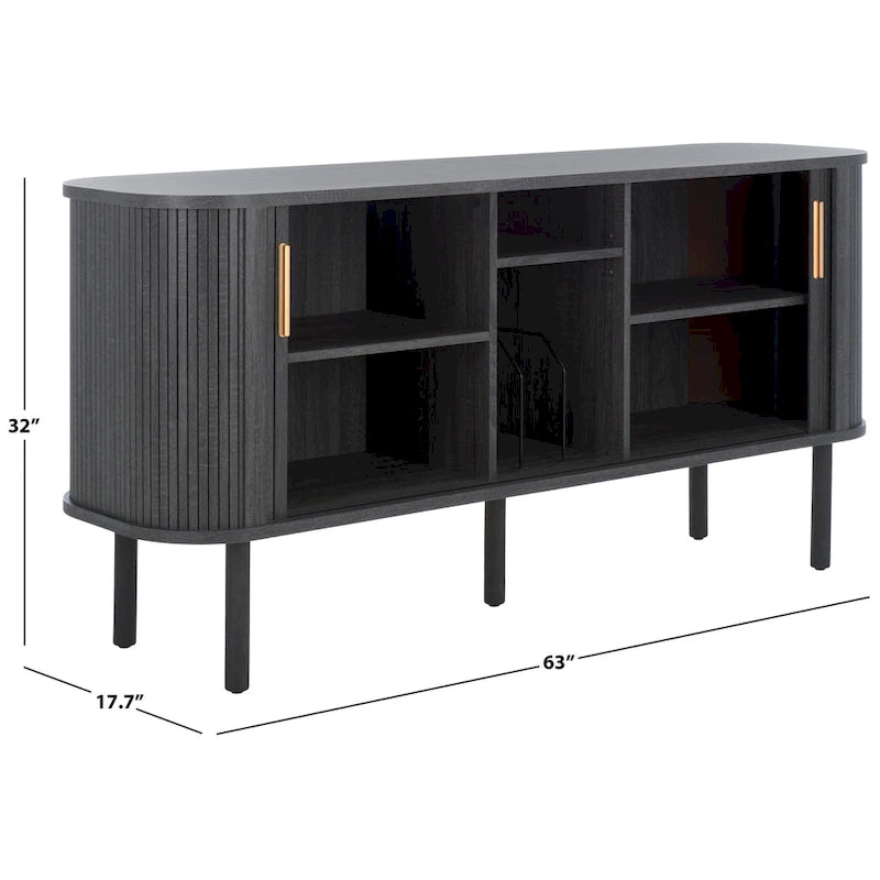 SAFAVIEH Home Tealla 2 Tambour Door Sideboard/Media Stand. - 63Wx18Dx32H